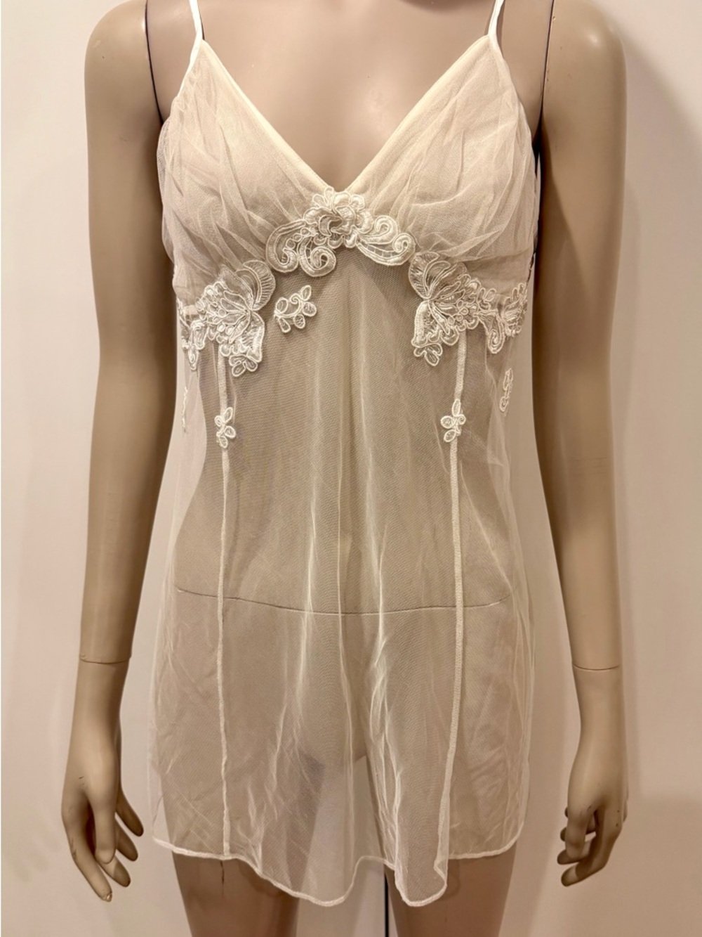 VTG Victoria’s Secret Bridal Sheer Chemise Negligee White Babydoll Sz Med